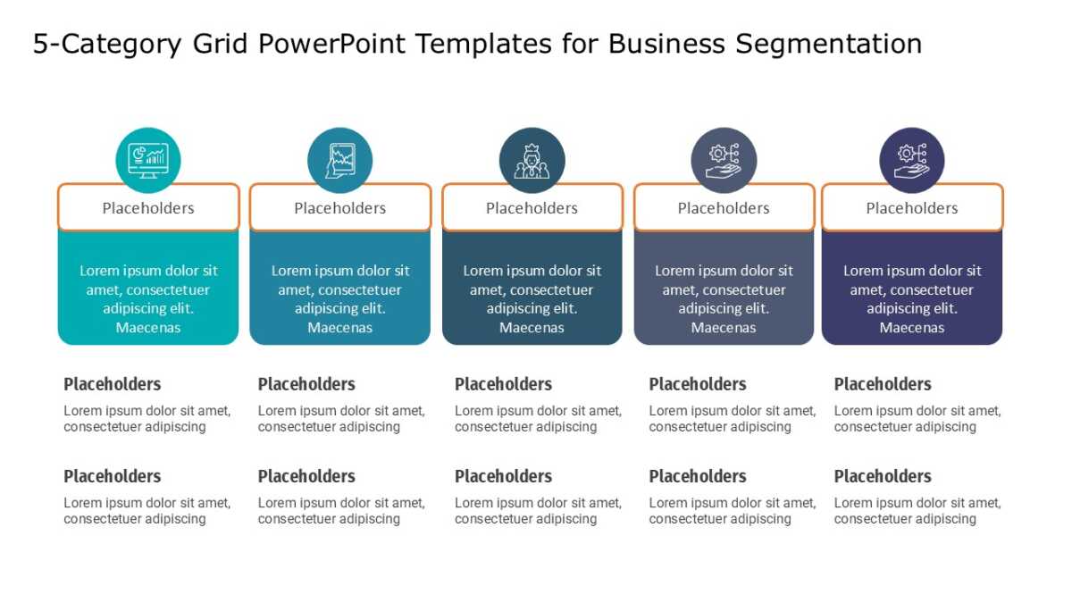 5-Category Grid PowerPoint Templates for Business Segmentation